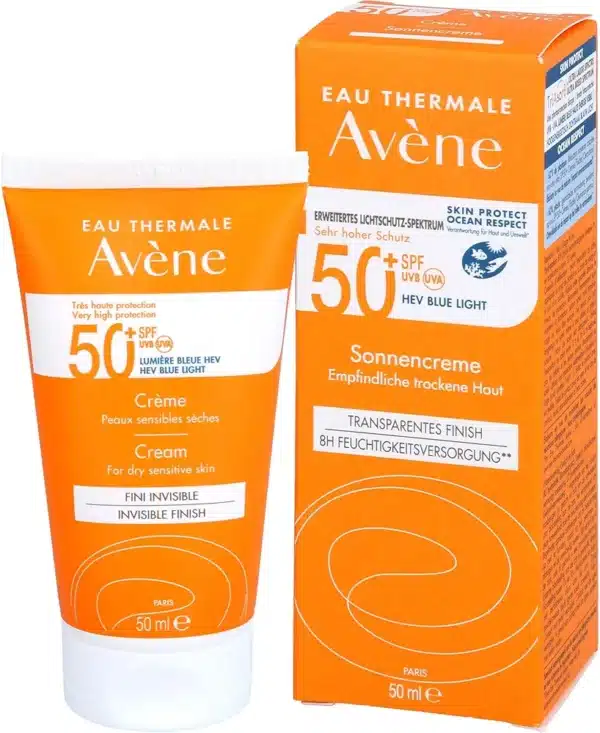 Avene Sunscreen Cream SPF 50+ للبشرة الجافة والحساسة